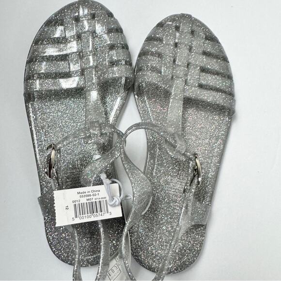 Old Navy Girls Silver Glitter Fisherman Ankle Strap Sandals Sz 12 - Picture 4 of 10
